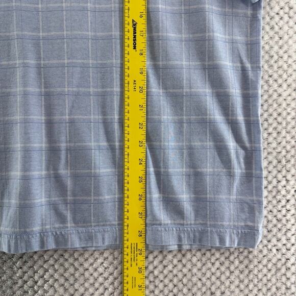 Jos A Bank Traveler Shirt Mens XL Blue Plaid Traditional Fit Polo Short Sleeve - Picture 9 of 11